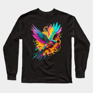 Skygazer: A Trippy Bird Embraces the Infinite! Long Sleeve T-Shirt